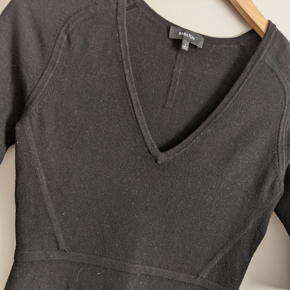 Aritzia Babaton V Neck Long Sleeve Dress - Picture 4 of 5